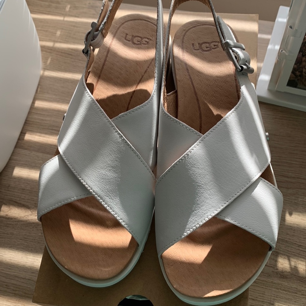 NIB Ugg Kamile White Leather Sandals size 8